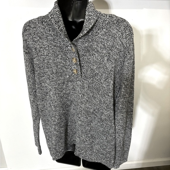 Vintage Hasting & Smith Woman’s 3 Button Sweater, Black/White Sz L Cotton Blend - Picture 1 of 8